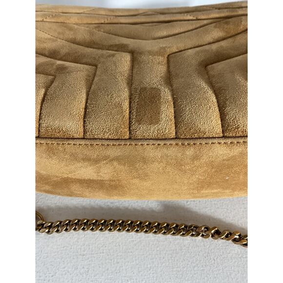 Saint Laurent 'Loulou' Tan Suede Small Chain Bag - Picture 7 of 12